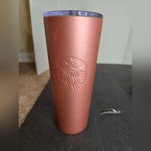 Starbucks 2020 Rose Gold Pink Glitter Stainless Steel Cold Cup 24 floz. No straw